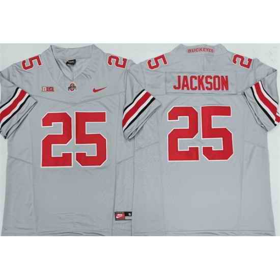 Men Ohio State Buckeyes 25 Lamar Bo Jackson Grey 2025 F U S E  Limited Stitched Jersey