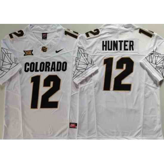 Men COLORADO BUFFALOES White #12 Travis Hunter Stitched NCAA Jersey