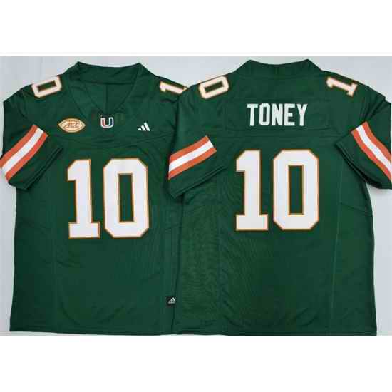 Men Miami Hurricanes 10 Malachi Toney Green F U S E  2026 Stitched Football Jersey