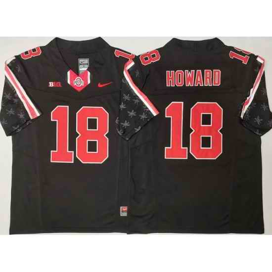 Men Ohio State Buckeyes Black #18 Will Howard Black Stitched F U S E NCAA Jersey