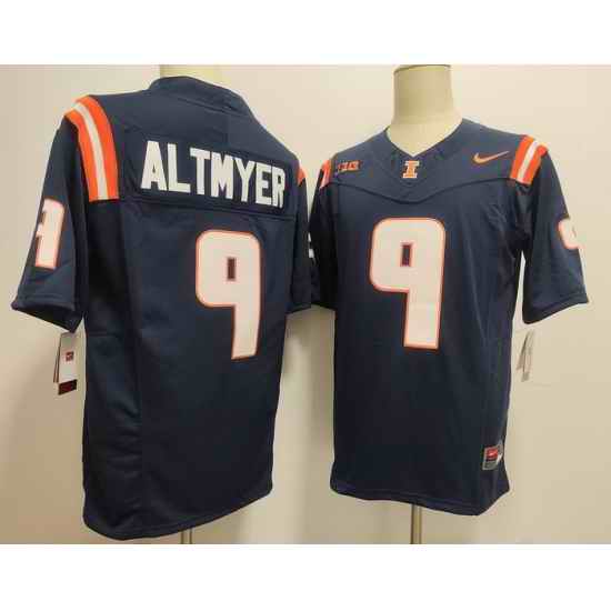 Men Illinois Fighting Nike Luke Altmyer #9 Navy Illini Football Game Jersey