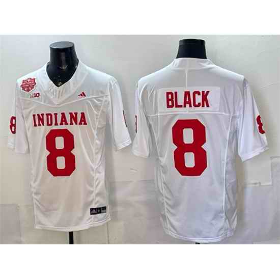 Men Indiana Hoosiers 8 Kaelon Black White F U S E  2025 National Champions Patch Stitched Football Jersey