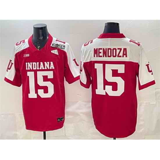 Men Indiana Hoosiers  15 Fernando Mendoza Red Alternate F U S E  2026 Patch Stitched Football Jersey