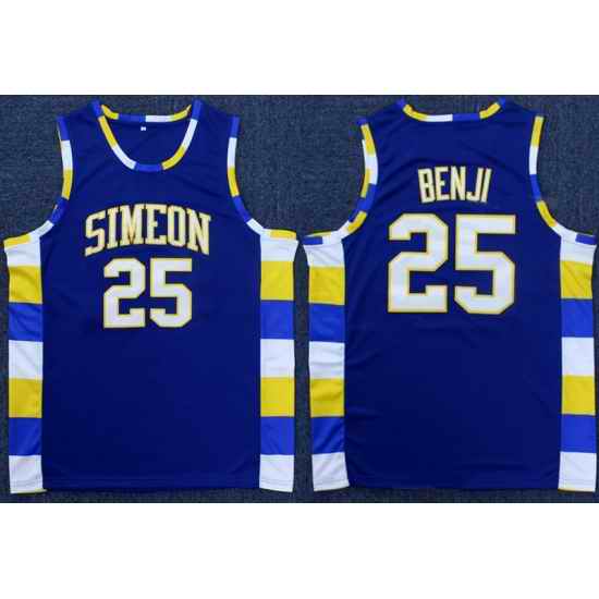 Men Simeon Career Academy  25 Benji Royal Stitched Basketball Jersey