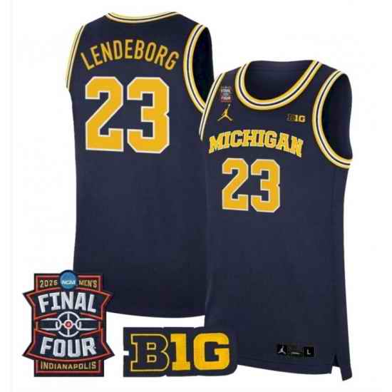 Men Michigan Wolverines Yaxel Lendeborg #23 Jordan Stitched Blue Jersey