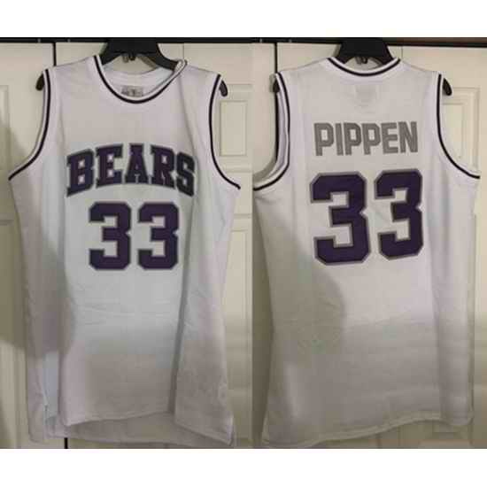Men Arkansas Bears  33 Scottie Pippen White Purple Stitched Basketball Jersey