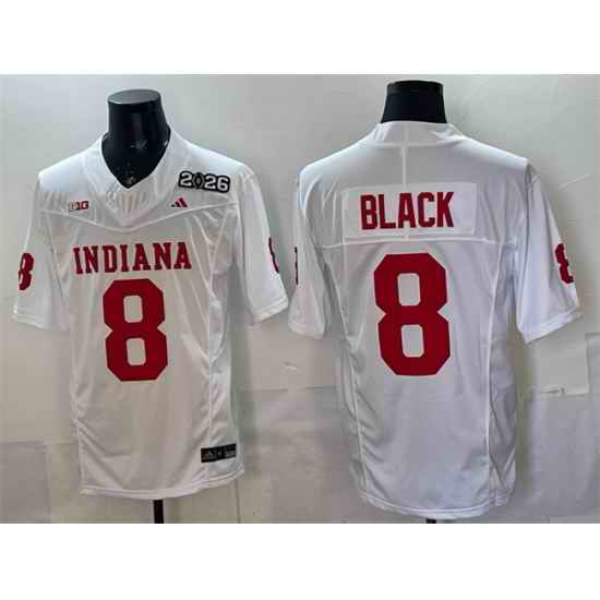 Men Indiana Hoosiers 8 Kaelon Black White F U S E  2026 Patch Stitched Football Jersey