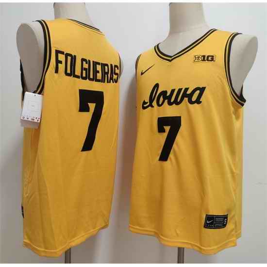 Men Iowa Hawkeyes  7 Alvaro Folgueiras Yellow Stitched Jersey