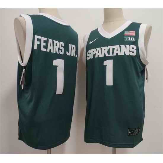 Men Michigan State Spartans Green  1 Jeremy Fears Jr  Green Stitched Jersey