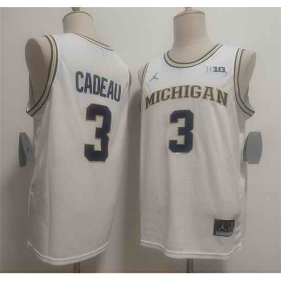 Men Michigan Wolverines  3 Elliot Cadeau White 2026 Vapor Limited Stitched Football Jersey