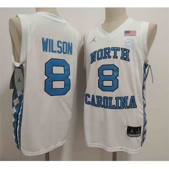 Men North Carolina Tar Heels  8 Caleb Wilson White Limited College Stitched Jersey