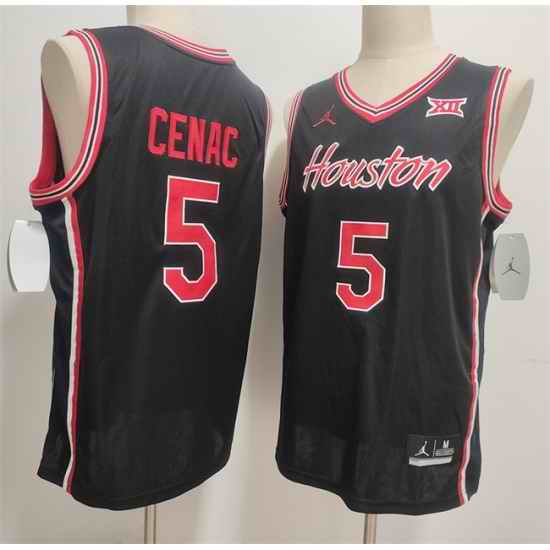 Men Houston Cougars  5 Chris Cenac Jr  Black Stitched Football Jersey