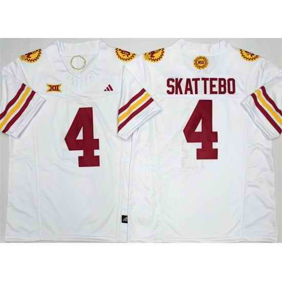 Men Arizona State Sun Devils 4 Cam Skattebo White 2025 F U S E  Vapor Limited Stitched Jersey