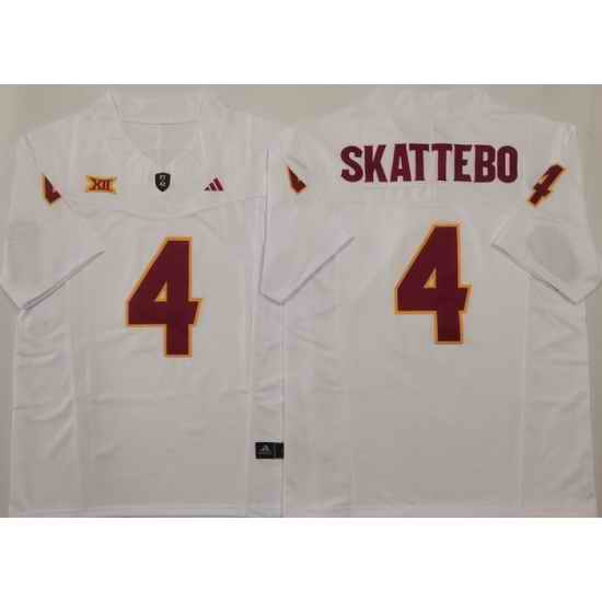 Men Arizona Sun Devils White #4 Cam SKATTEBO White Stitched F U S E NCAA Jersey
