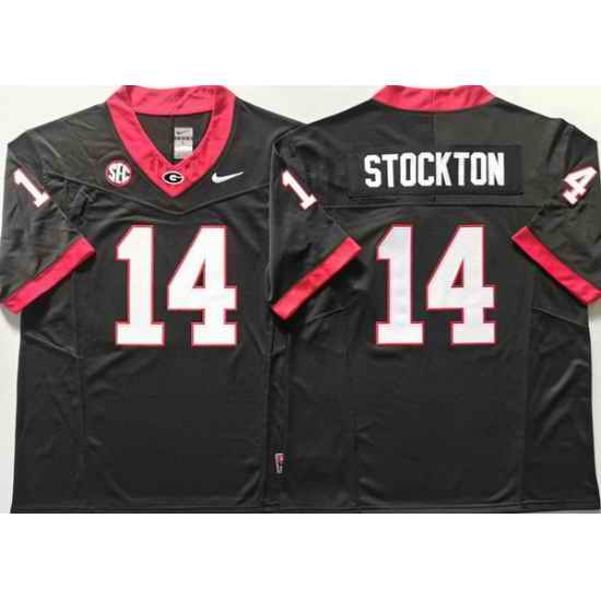 Men Georgia Bulldogs Black #14 Gunner Stockton Stitched NCAA Jersey