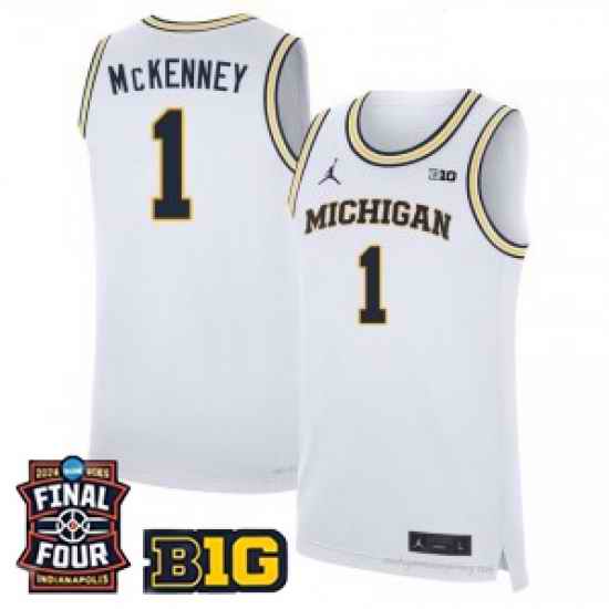 Men Michigan Wolverines Trey Mckenney #1 Jordan Stitched White Final FOUR Patch Jersey