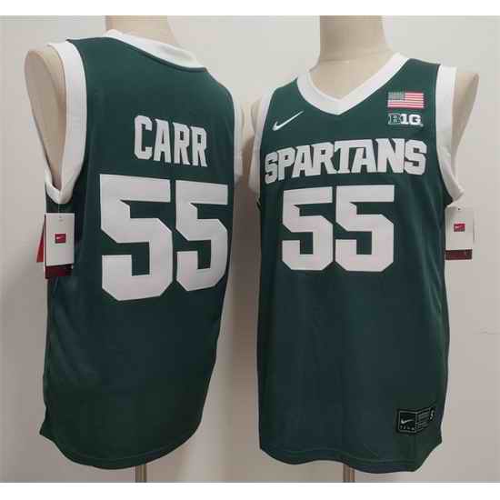 Men Michigan State Spartans Green  55 Coen Carr Green Stitched Jersey