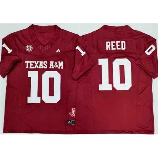 Men Texas A 26M Aggies Lions 10 Marcel Reed Red 2025 F U S E  Stitched Jersey