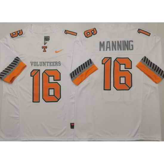 Men Tennessee Volunteers White #16 Peyton Manning White F U S E Stitched NCAA Jersey
