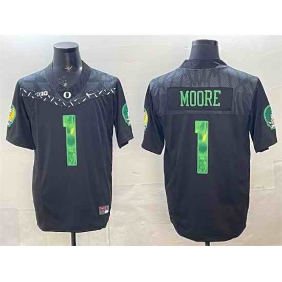 Men Oregon Ducks 1 Dakorien Moore Black F U S E  Vapor Limited Stitched Football Jersey