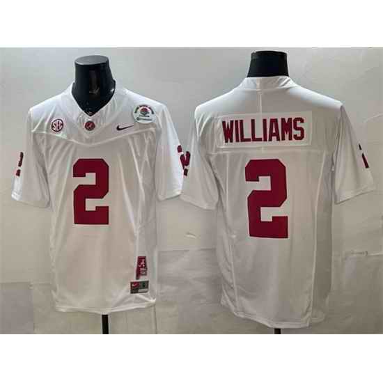 Men Alabama Crimson Tide 2 Ryan Williams White F U S E  With Patch Stitched Football Jersey