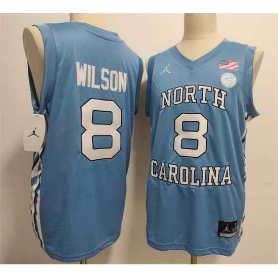 Men North Carolina Tar Heels  8 Caleb Wilson Blue Limited College Stitched Jersey