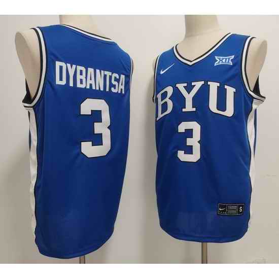 Men BYU Cougars Nike #3 AJ Dybantsa Blue Sttiched Basketball Jersey