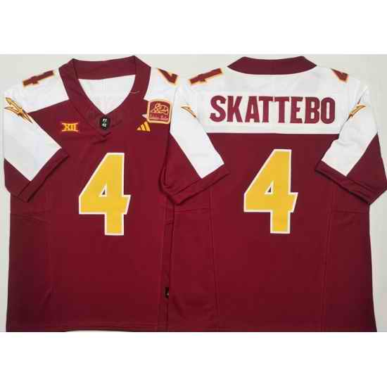 Men Arizona Sun Devils Red White #4 Cam SKATTEBO White Stitched F U S E NCAA Jersey