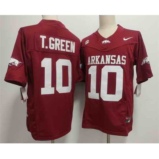 Men Arkansas Razorbacks 10 TAYLEN GREEN Red 2025 F U S E  Vapor Limited Stitched Football Jersey