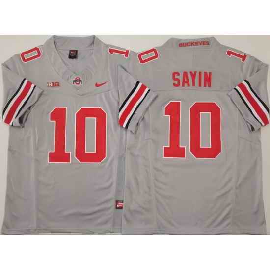 Men Ohio State Buckeyes #10 Julian Sayin Gray Stitched F U S E NCAA Jersey II