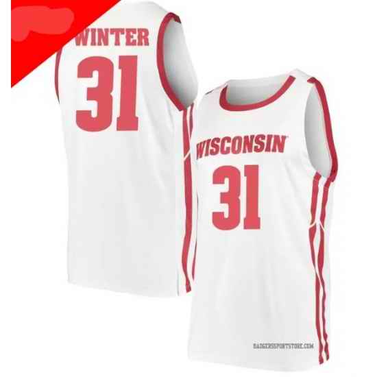Men Nolan Winter Jersey Badgers Nolan #31 White