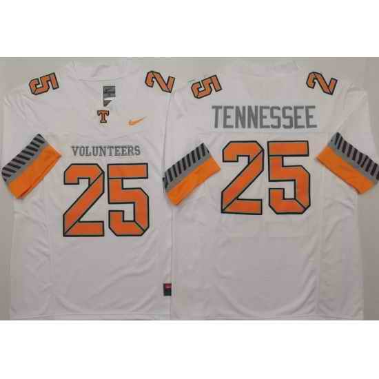 Men Tennessee Volunteers White #25 Anthracite Tennessee White F U S E Stitched NCAA Jersey