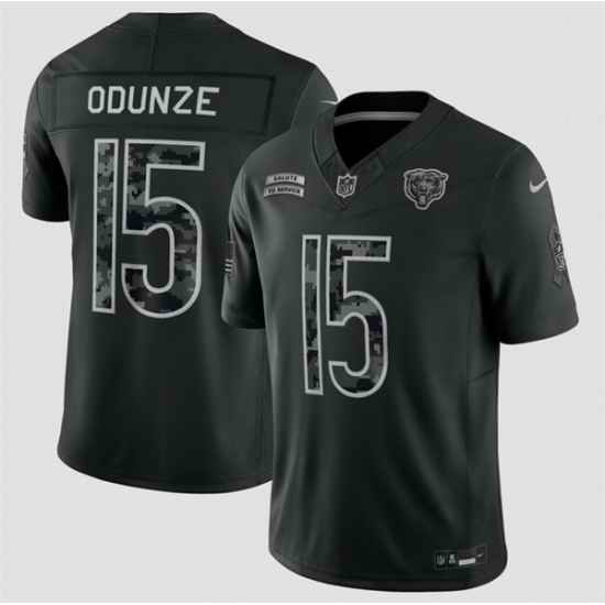 Men Chicago Bears  15 Rome Odunze Black F U S E  2026 Salute to Service Limited Stitched Football Jersey