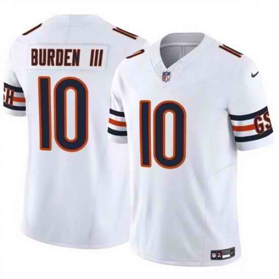 Men Chicago Bears 10 Luther Burden III White 2025 F U S E  Vapor Untouchable Limited Stitched Football Jersey
