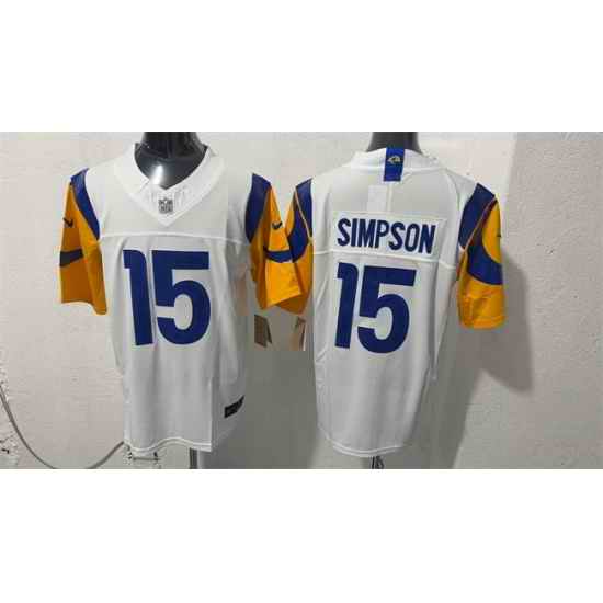 Men Los Angeles Rams 15 Ty Simpson White 2026 Draft F U S E Vapor Limited Stitched Football Jersey