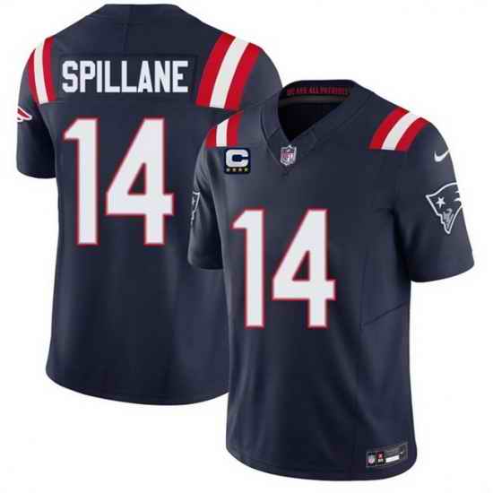 Men New England Patriots 14 Robert Spillane Navy 2026 F U S E 4 Star C Pach Vapor Limited Stitched Football Jersey