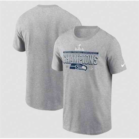 Men Seattle Seahawks Heather Gray 2025 NFC Champions Locker Room Trophy Collection T Shirt