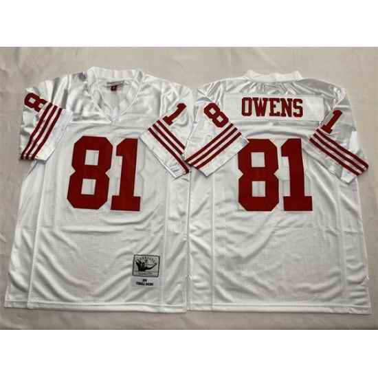Men New York Giants 81 Terrell Owens White Throwback Stitched Football Jersey