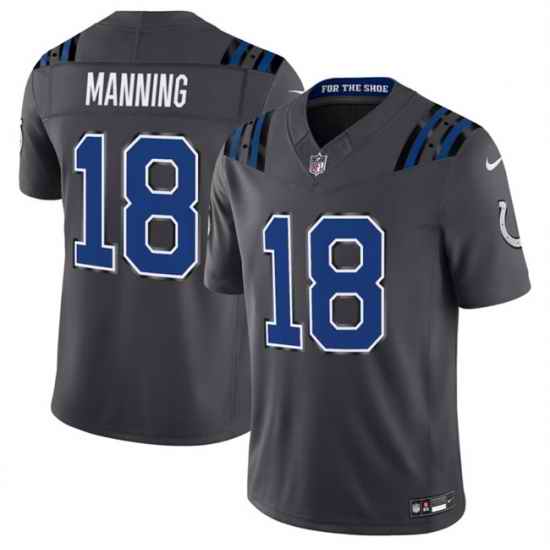 Men Indianapolis Colts  18 Peyton Manning Dark Gray 2026 F U S E  Rivalries Collection Limited Stitched Football Jersey