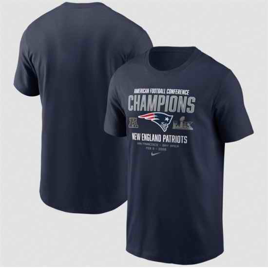 Men New England Patriots New England Patriots Navy 2025 AFC Champions Team Nation T Shirt