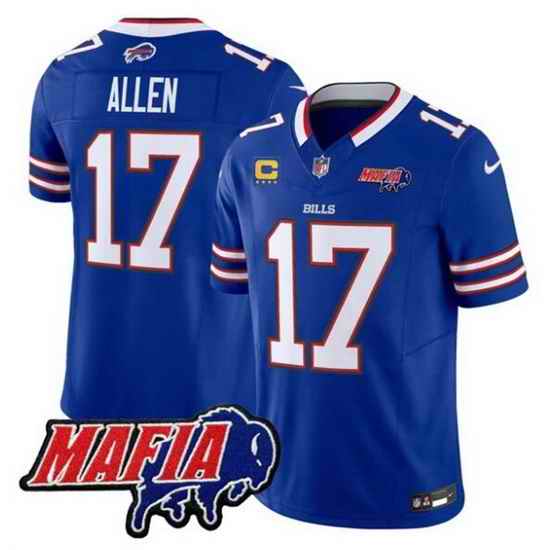 Men Buffalo Bills 17 Josh Allen Royal F U S E  4 Star C With Bills Mafia Patch Vapor Untouchable Limited Stitched Football Jersey