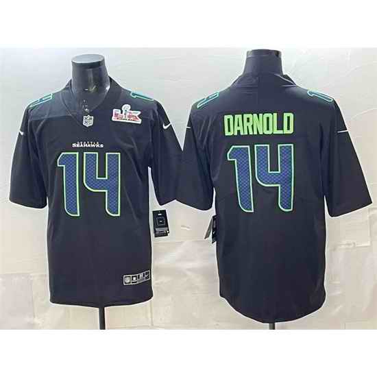 Men Seattle Seahawks 14 Sam Darnold Black 2025 Super Bowl LX Patch Carbon Fashion Vapor Untouchable Limited Stitched Football Jersey