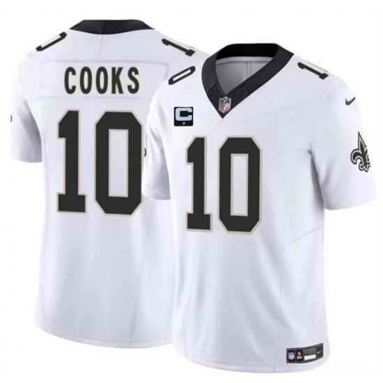 Men New Orleans Saints 10 Brandin Cooks White 2025 F U S E With 1 Star C Patch Vapor Limited Stitched Football Jersey