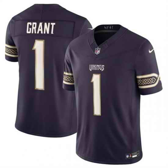 Men Minnesota Vikings  1 Bud Grant Deep Purple 2026 F U S E  Rivalries Collection Limited Stitched Football Jersey