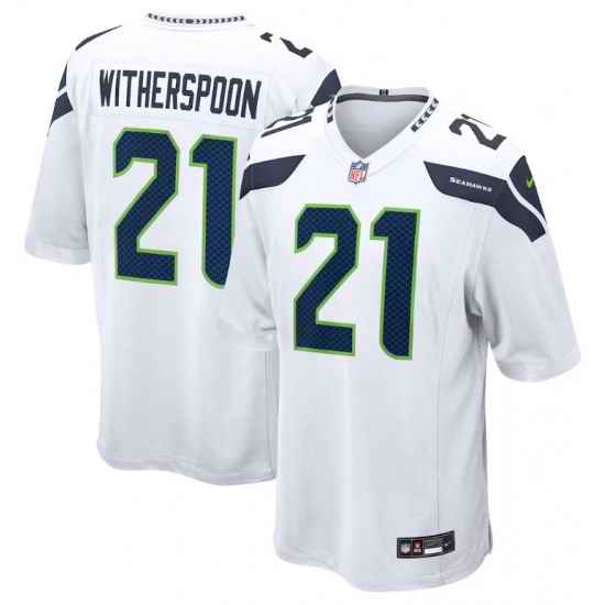 Men Nike Seattle Seahawks #21 Devon Witherspoon White F U S E Stitched Jersey