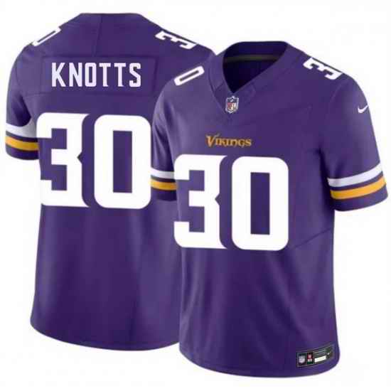 Men Minnesota Vikings  30 Shaleak Knotts Purple 2026 Draft F U S E  Vapor Untouchable Limited Stitched Jersey