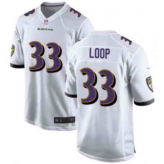 Men Baltimore Ravens Tyler Loop #33 White F U S E Stitched NFL Jersey