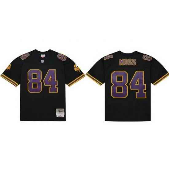 Men Minnesota Vikings 84 Randy Moss Black Throwback Stitched Football Jersey