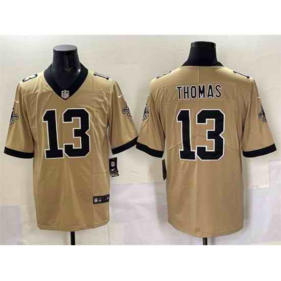 Men New Orleans Saints 13 Michael Thomas Gold Alternate Vapor Limited Stitched Football Jersey