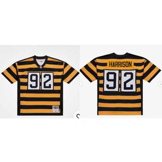 Men Pittsburgh Steelers James Harrison #92 2016 Gold Black Throwback Legacy Jersey